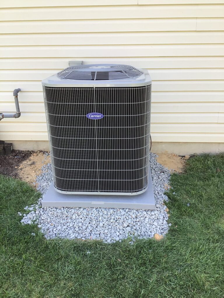Central air conditioning condenser unit installed by Laury Heating in Hammonton NJ