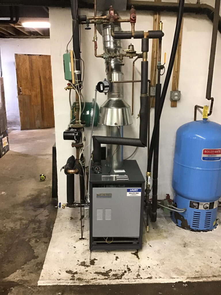 Boiler and indirect water heater installed by Laury Heating in a South Jersey home