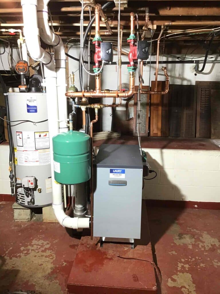 New boiler system installed by Laury Heating in Vineland, NJ as part of a full heating upgrade