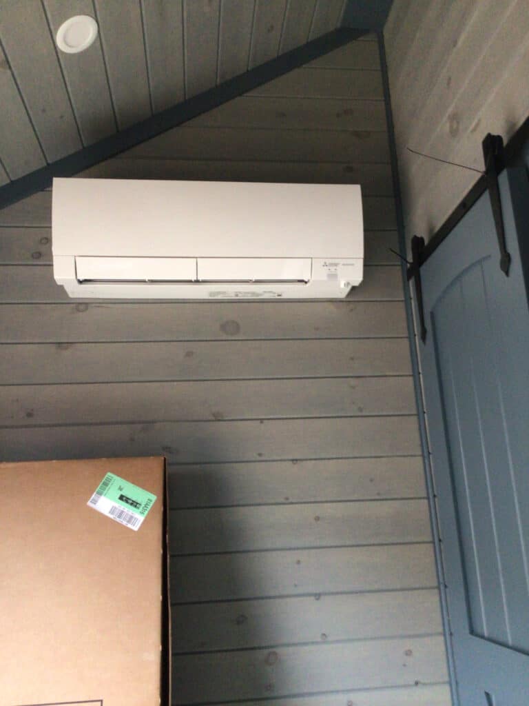 Wall-mounted indoor ductless AC unit installation in Mays Landing, NJ by Laury Heating.