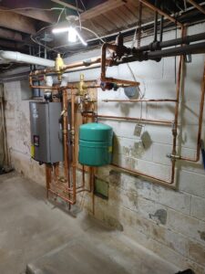 High efficiency boiler installation in a South Jersey home with updated HVAC piping and system components