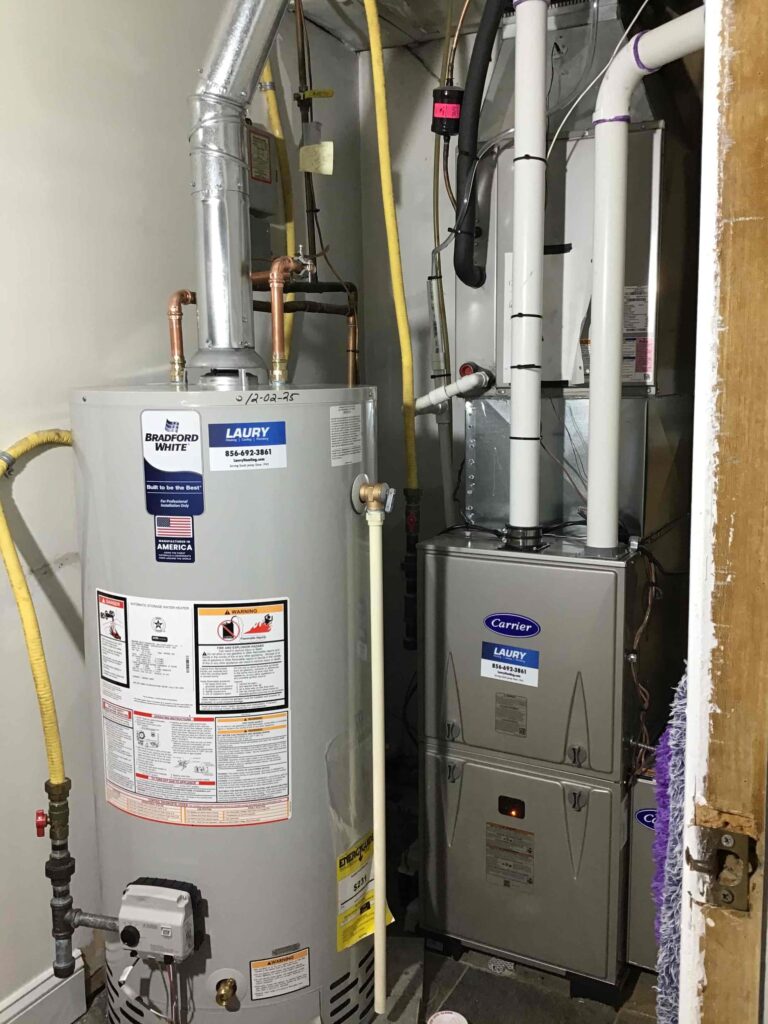 Water heater installation in a South Jersey home by Laury Heating Cooling & Plumbing