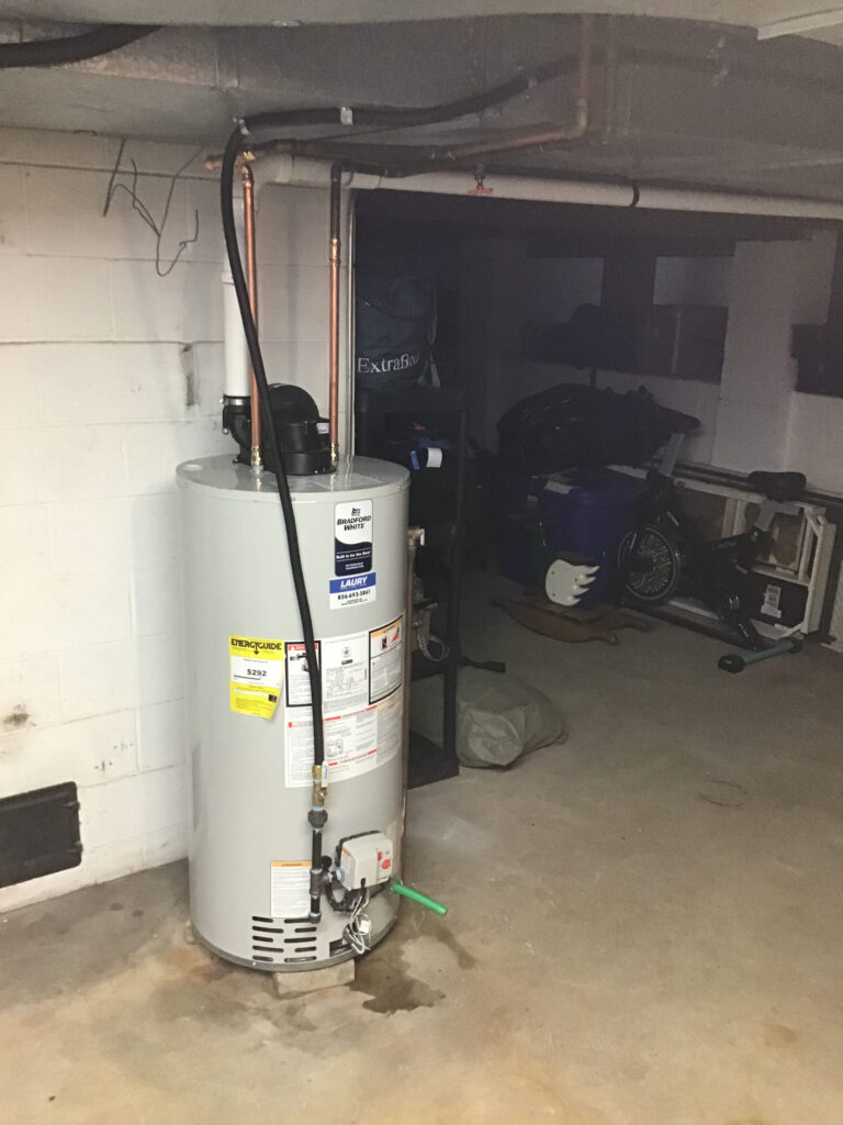 Water heater replacement completed by Laury Plumbing in Pittsgrove Township, New Jersey
