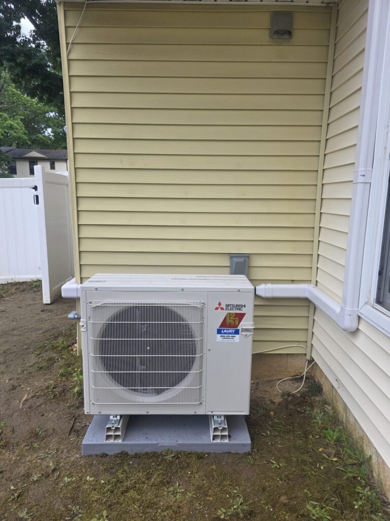 Mitsubishi ductless mini-split outdoor unit installed at a Sicklerville, NJ home