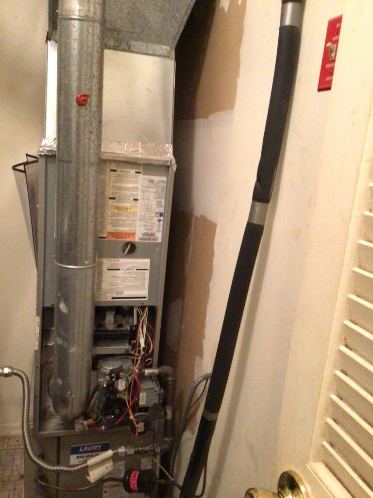 Open furnace inspected after a homeowner reported an unusual smell in Williamstown, NJ