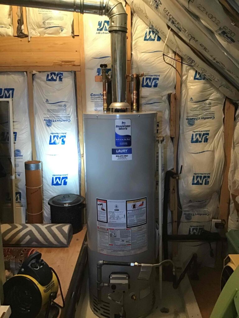 Bradford White atmospheric vent gas water heater installed in Washington Township, Gloucester County, NJ