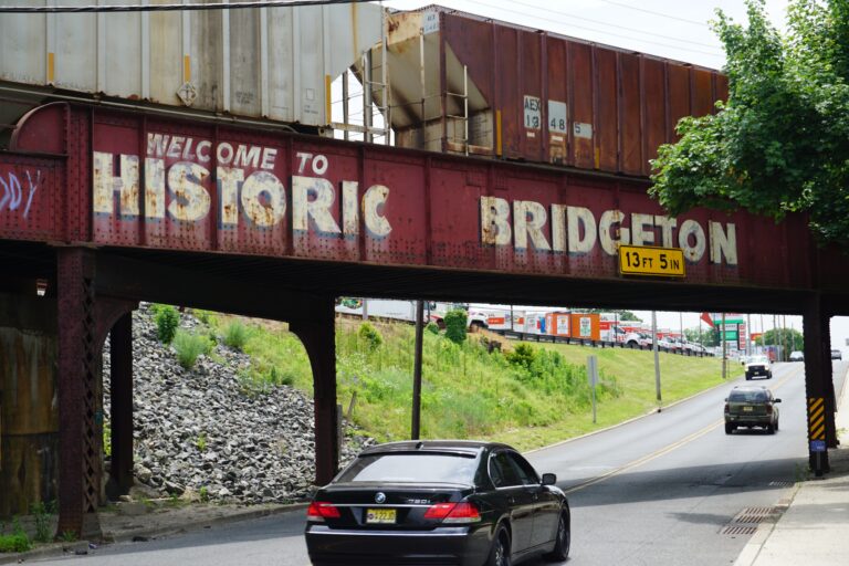 Welcome to Historic Bridgeton, NJ sign above a local roadway