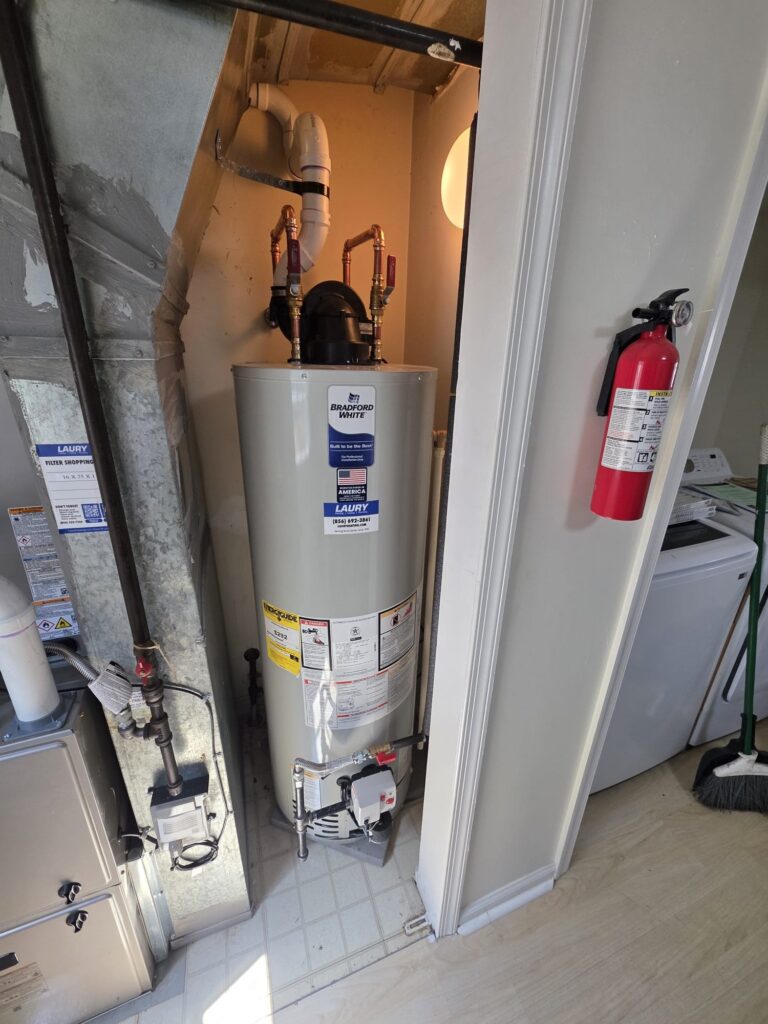 Bradford White gas water heater installed in an Atlantic County, NJ home