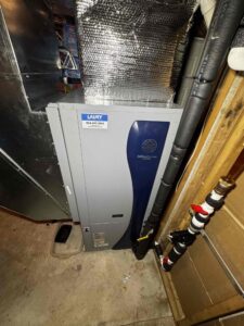 WaterFurnace geothermal heat pump installed in a basement on Waterworks Road in Alloway Township.